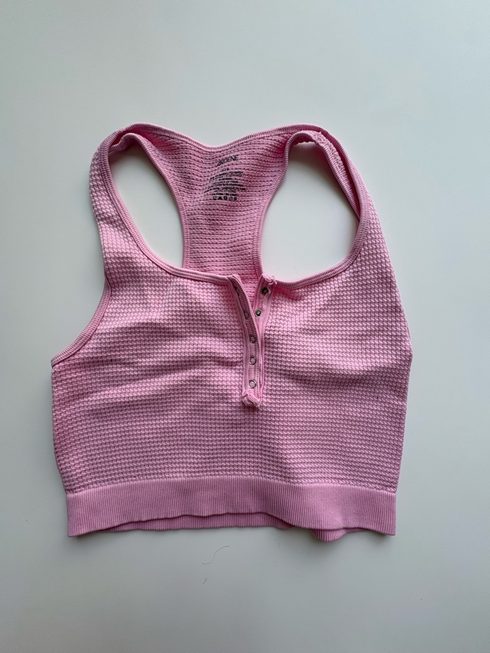 Ardene Pink Ribbed Henley Crop top